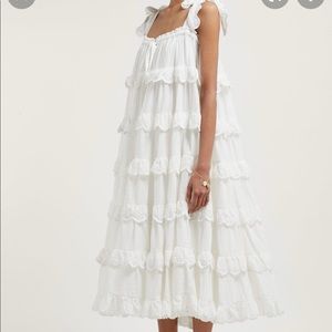 Innika Choo Iva Biigdres Midi Cotton Tiered Dress